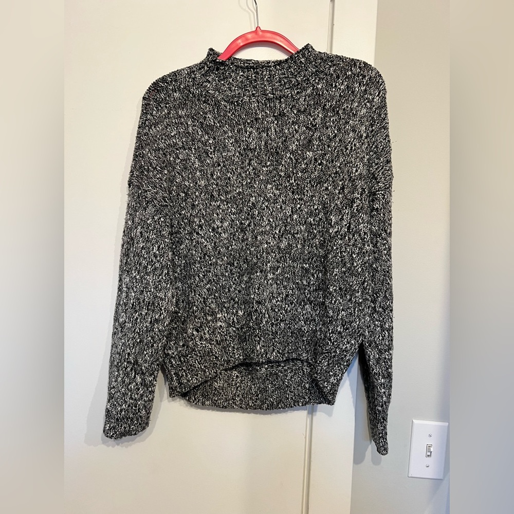 Black and white turtleneck sweater